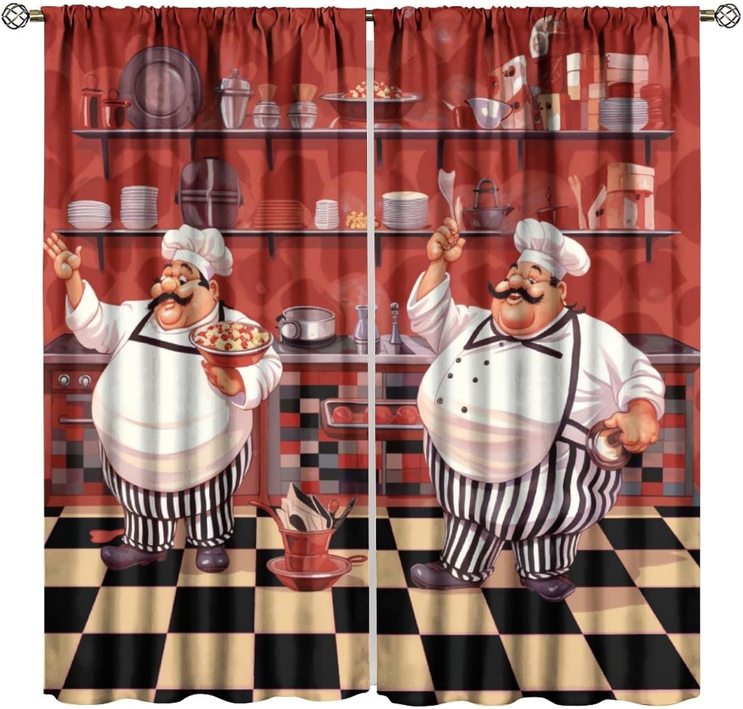 Kitchen Funny Chef Curtains, C - Home Cooking Youtube ulasan dan harga