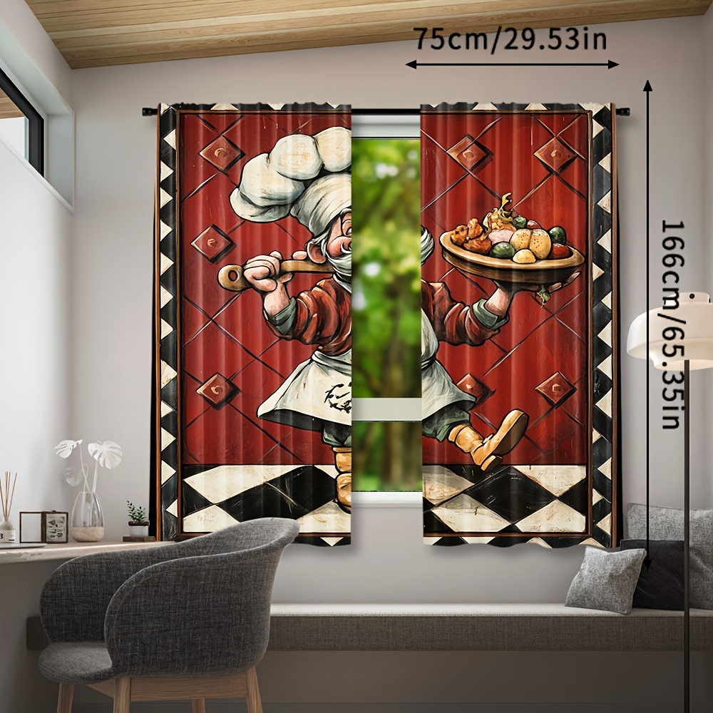 Novelty Chef Cartoon Curtains  - Home Cooking Youtube ulasan dan harga