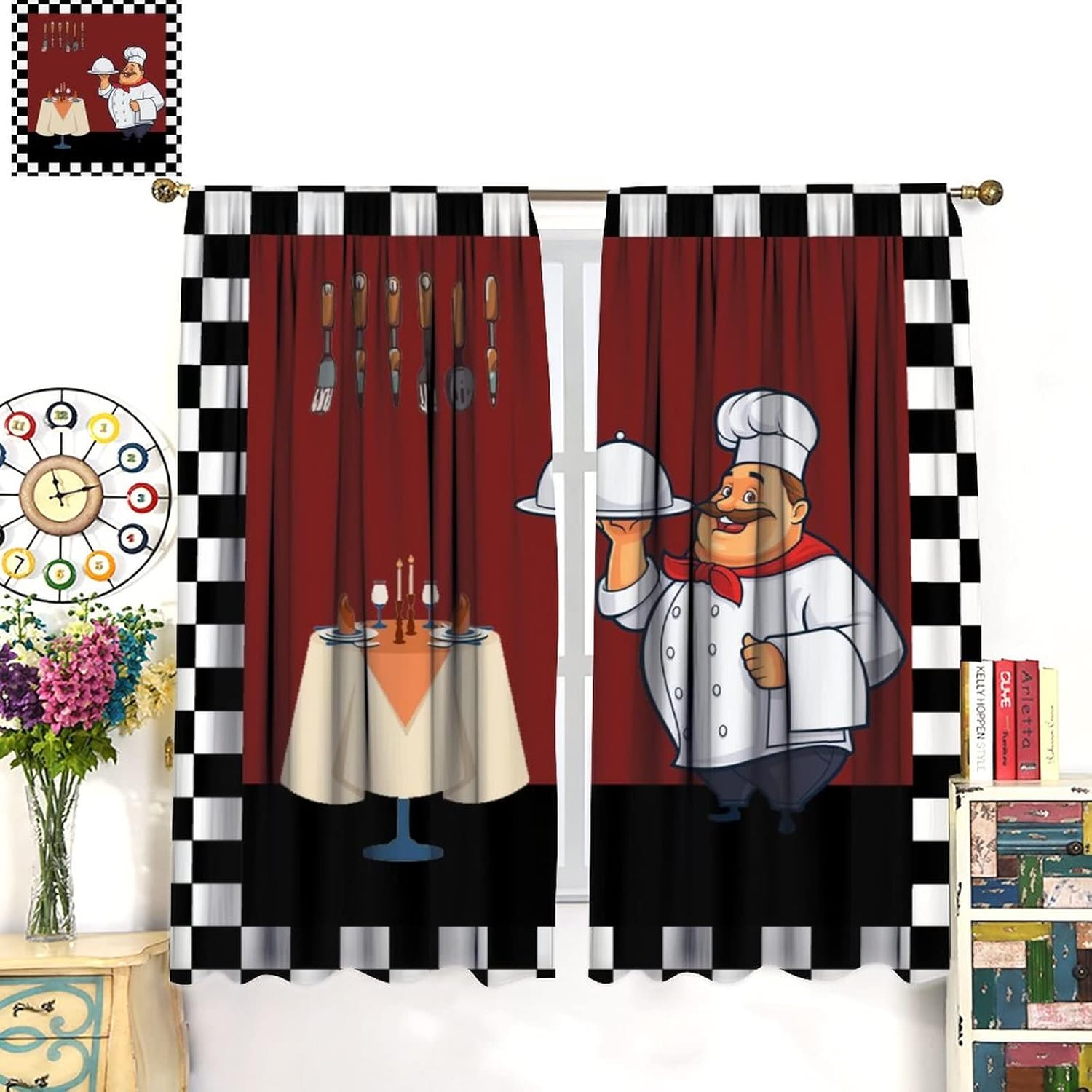 Fat Chef Kitchen Curtains ，Car - Home Cooking Youtube ulasan dan harga