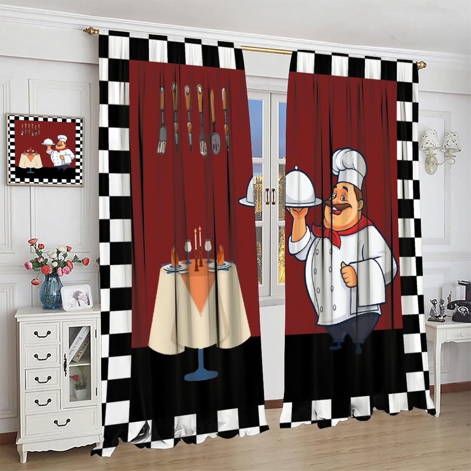 Fat Chef Kitchen Curtains ，Car - Home Cooking Youtube ulasan dan harga
