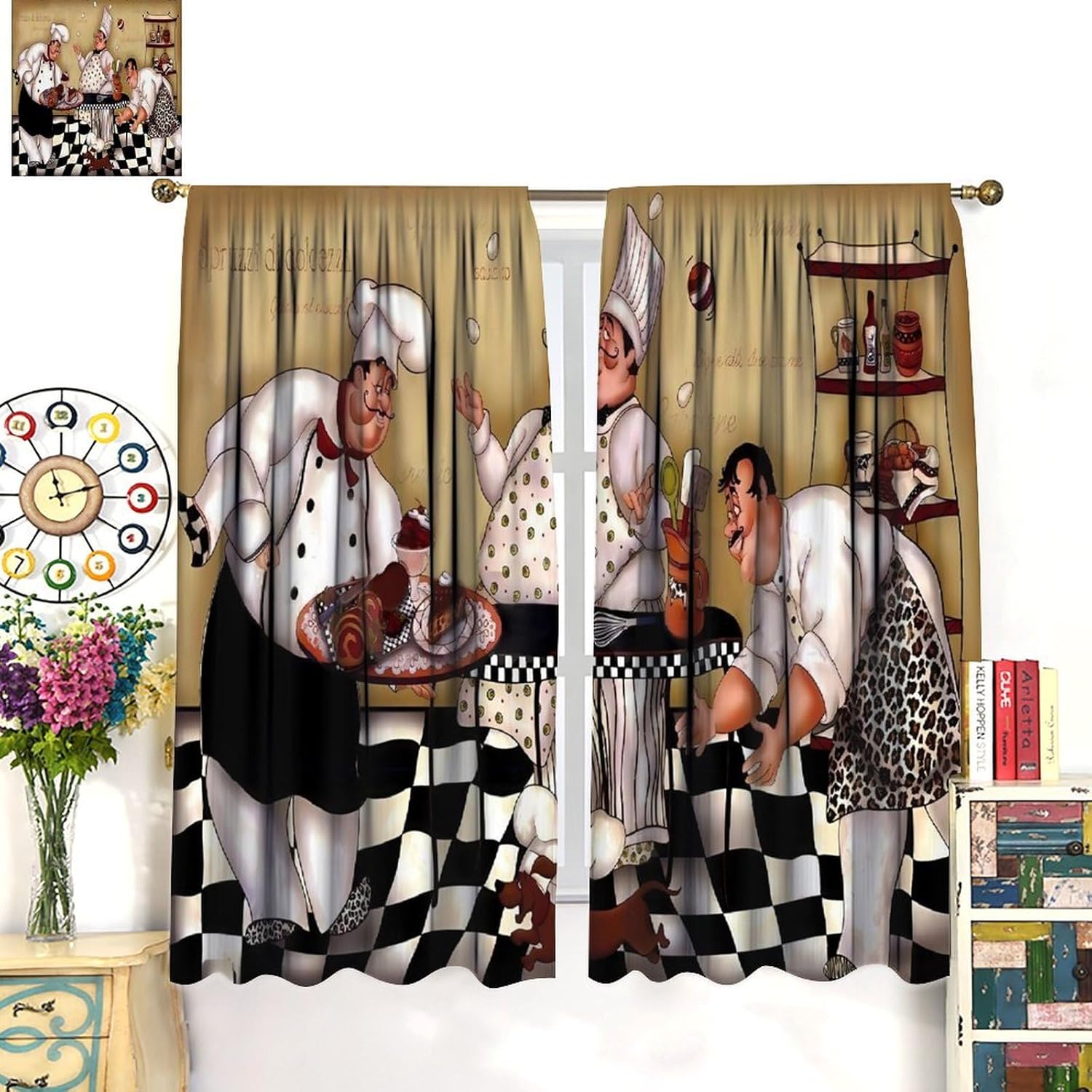 Kitchen Chef Retro Curtains, V - Home Cooking Youtube ulasan dan harga