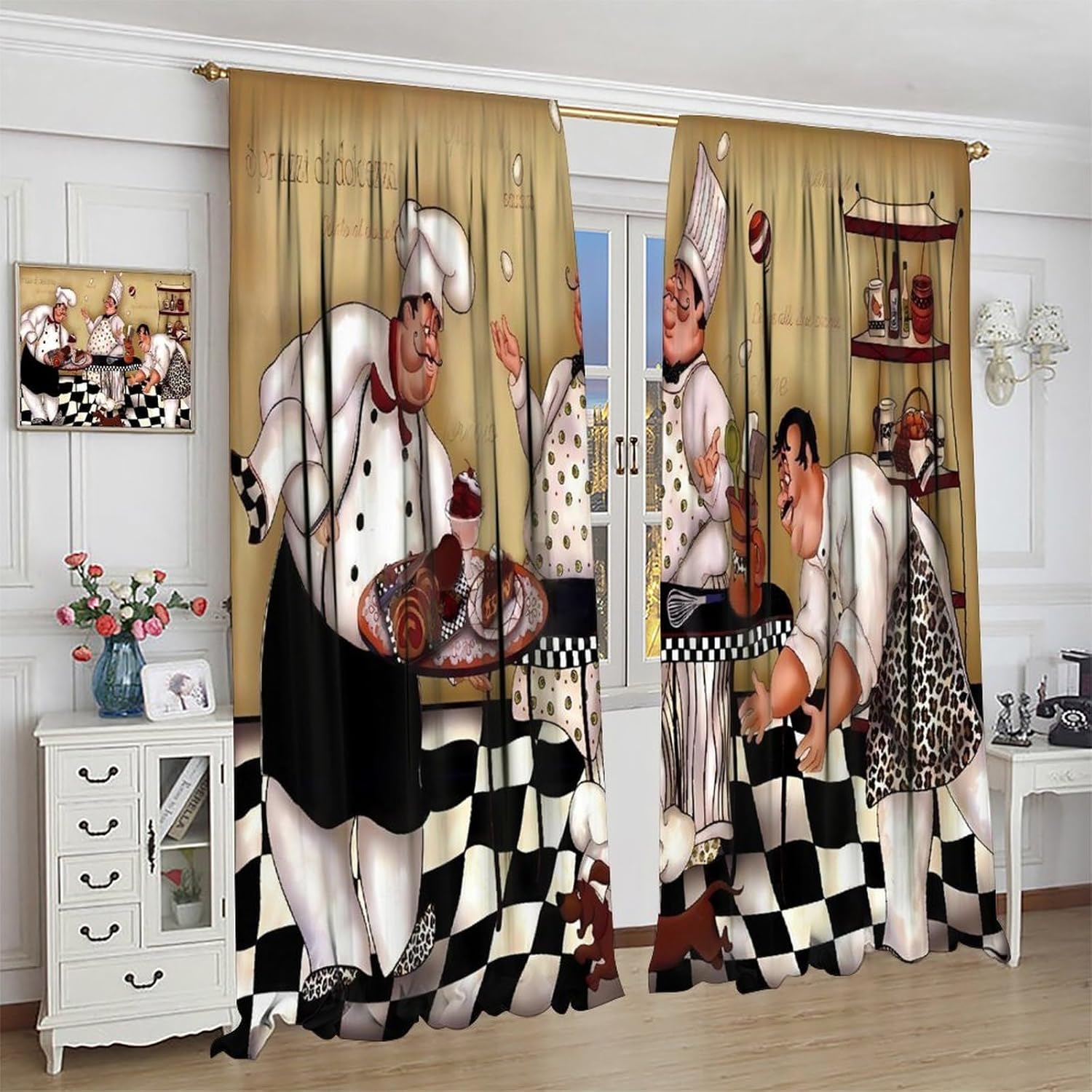 Kitchen Chef Retro Curtains, V - Home Cooking Youtube ulasan dan harga