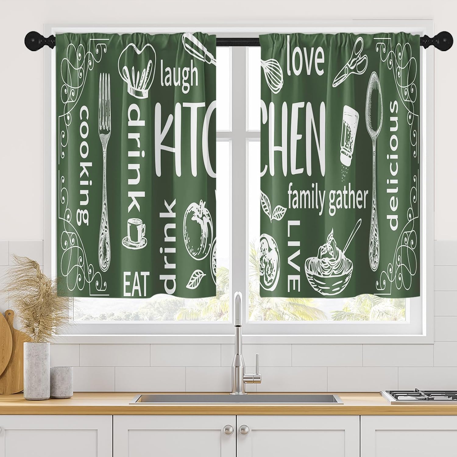 Aesthetic Kitchen Curtain Pair - Home Cooking Youtube ulasan dan harga