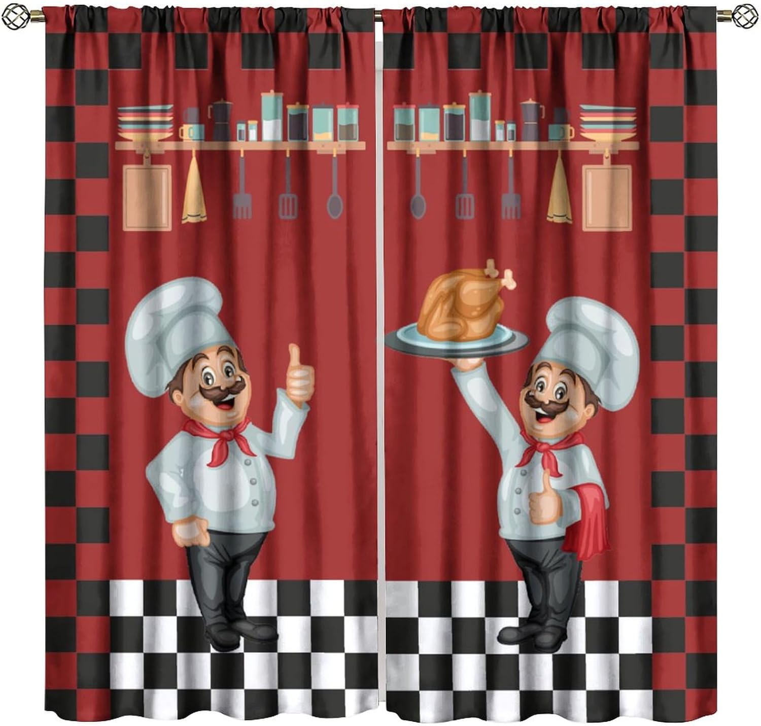 Chef Kitchen Curtains, Modern  - Home Cooking Youtube ulasan dan harga