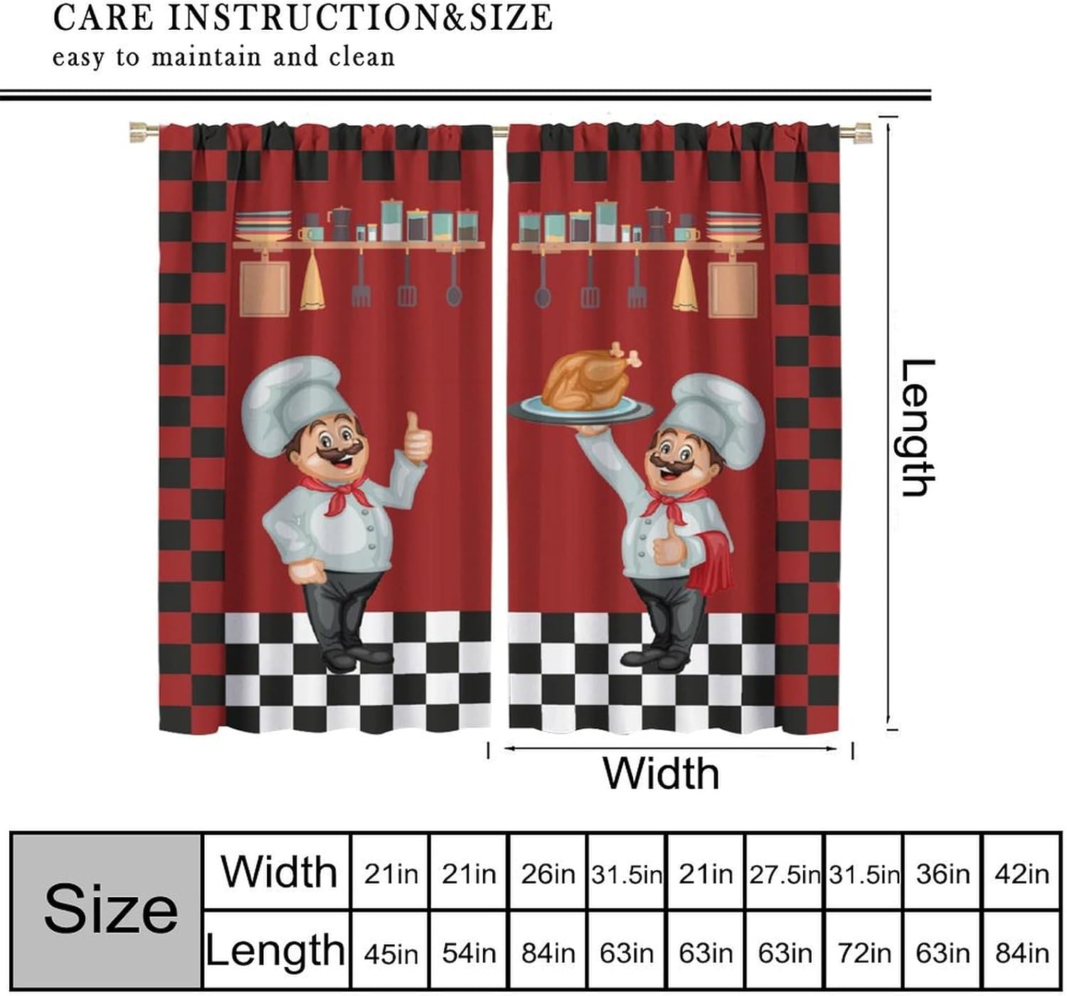 Chef Kitchen Curtains, Modern  - Home Cooking Youtube ulasan dan harga