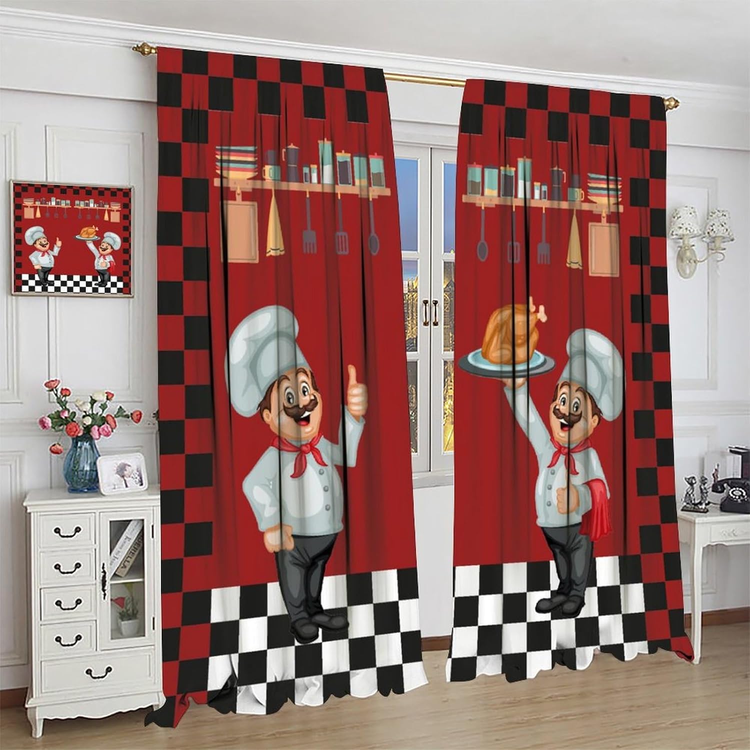 Chef Kitchen Curtains, Modern  - Home Cooking Youtube ulasan dan harga