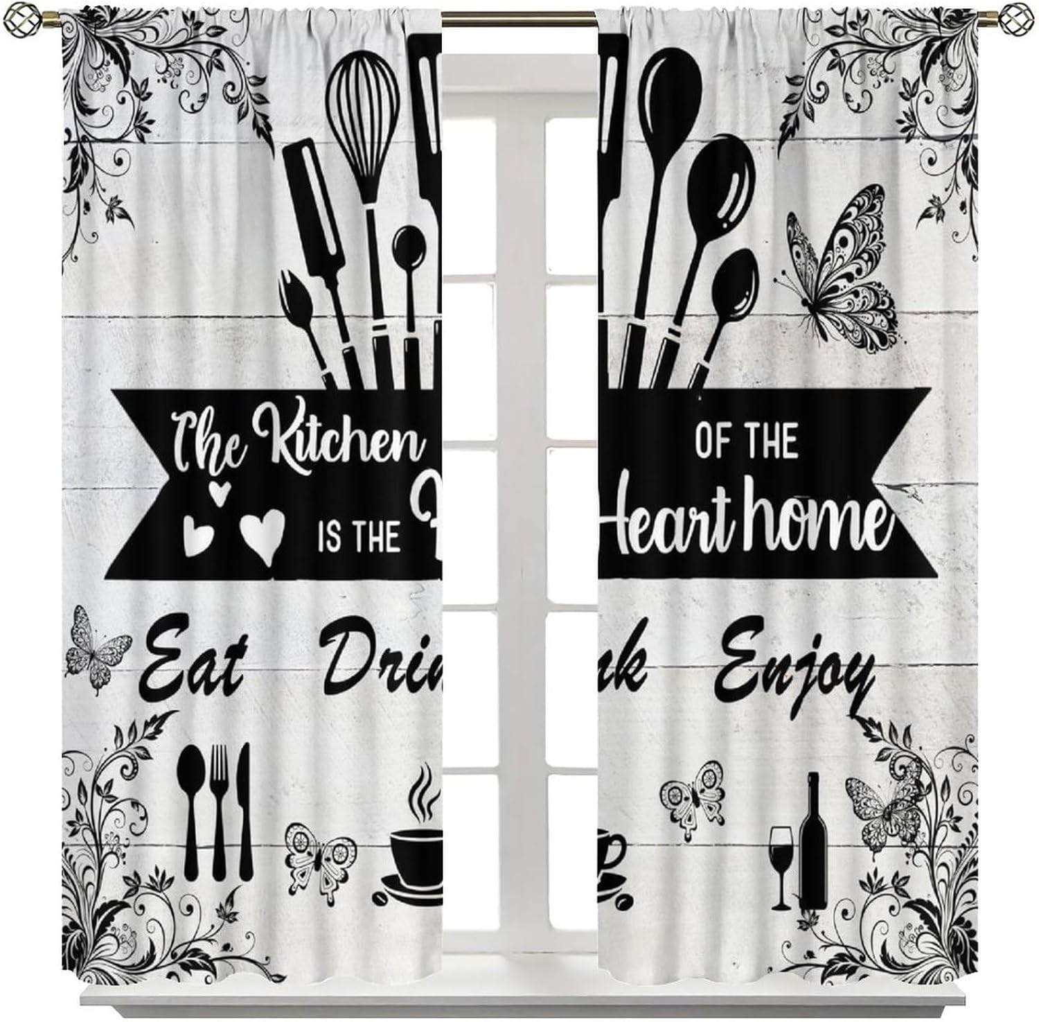 Farmhouse Rustic Curtains, Vin - Home Cooking Youtube ulasan dan harga