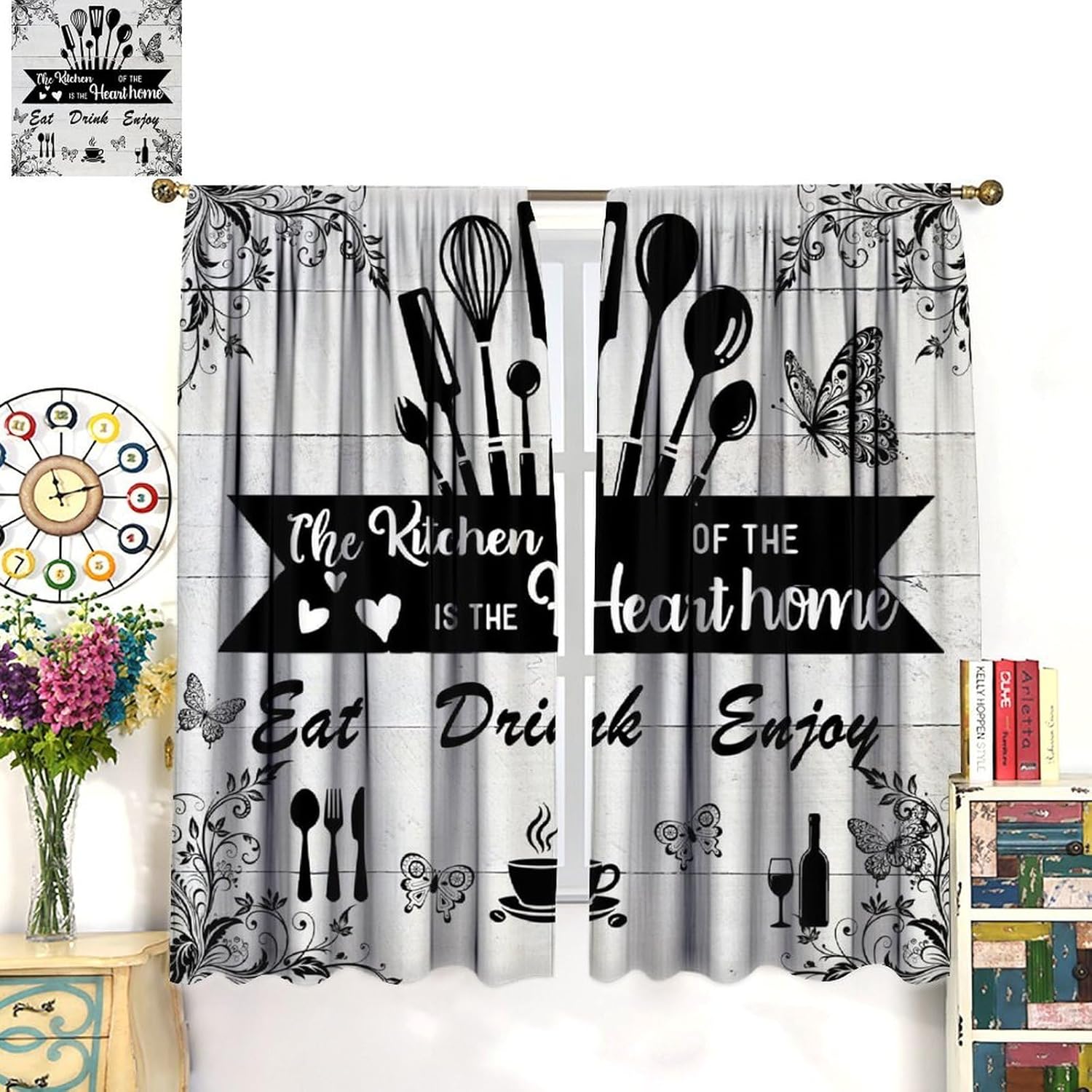 Farmhouse Rustic Curtains, Vin - Home Cooking Youtube ulasan dan harga